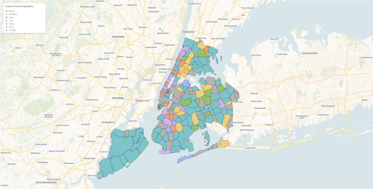 The most popular dog names by New York City zip code
